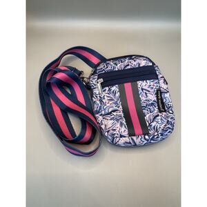 Simply Southern Flamingo Crossbody Bag Pink, Blue, White Pattern With Strap